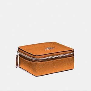 *SOLD* NEW COACH METALLIC TANGERINE JEWELRY BOX